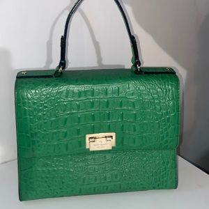 Green alligator kate spade tote bag